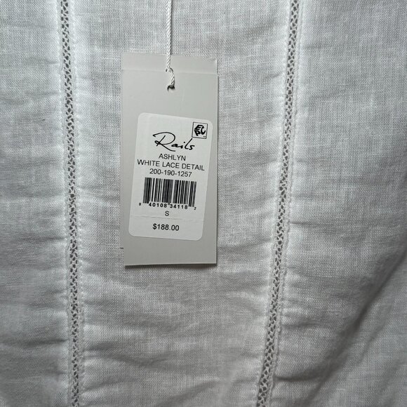 NWT Rails Womens Ashlyn Dress Sz S White Lace Detail Linen Rayon Blend $188 - Picture 9 of 10